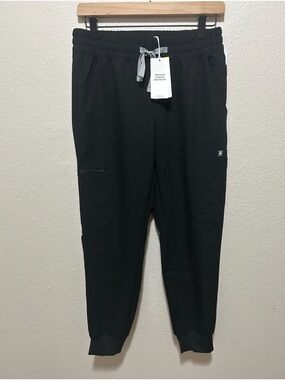 FIGS Uman Scrub Joggers Black NWT Size Small Petite SP High Rise Yoga Waist